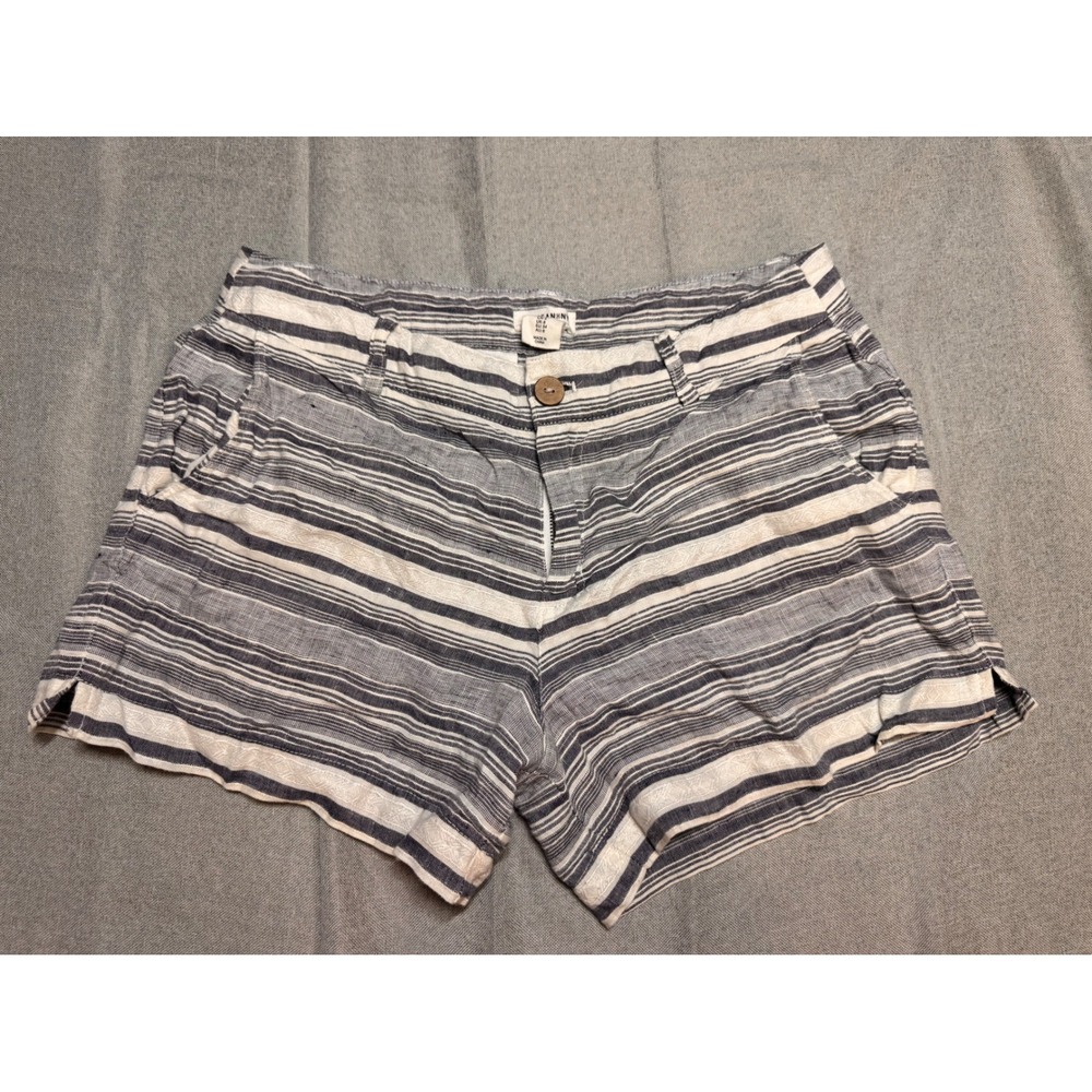 Artisan NY Womens Blue White Striped 100% Linen Shorts‎ Size 4 Beach Coastal